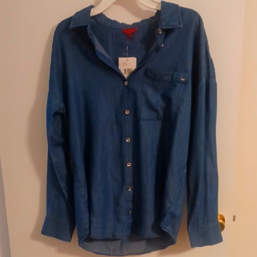 Guess Denim Blue Casual Button Down Shirt